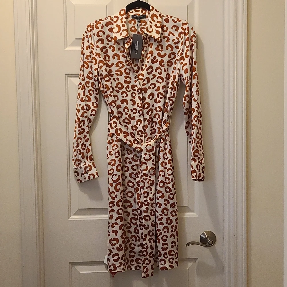 Layfayette 148 Animal Print Shirt Dress Size Small - Picture 1 of 6